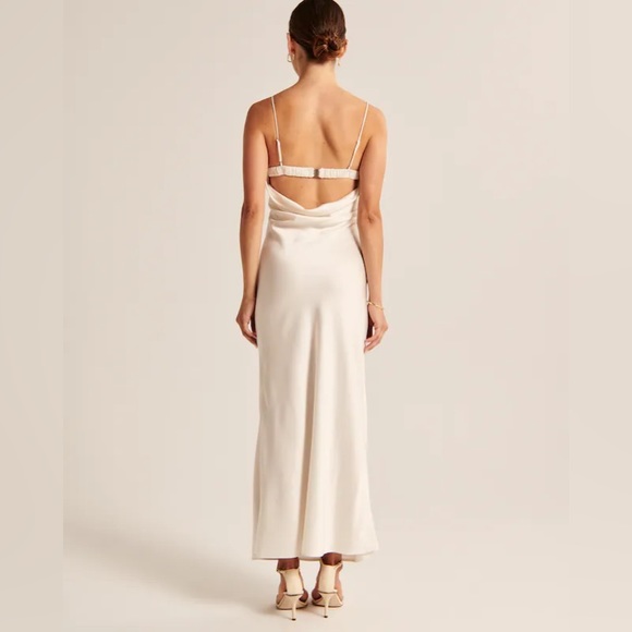 Satin Cowl Back Slip Mini Dress in White - Picture 2 of 9